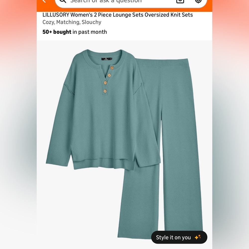 LILLUSORY Women's Lounge Set in Teal